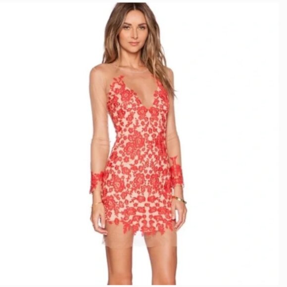 For Love & Lemons Luau Mini Dress in Red Size Medium - Picture 2 of 12